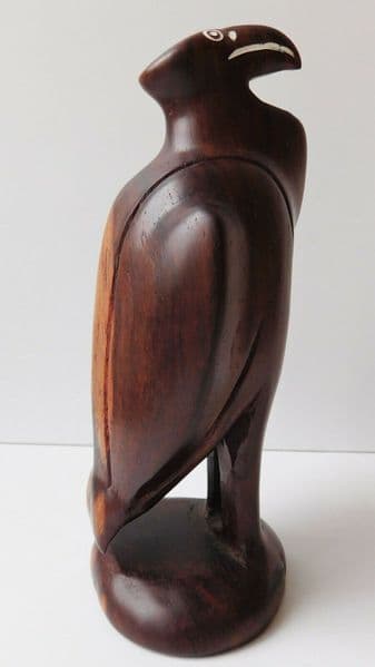 Wooden bird of prey figurine vulture eagle 6 inch tall wood carving ornament